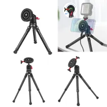 360° Rotating Ball Head Carbon Fibre Tripod for Magsafe Wireless Charging Phone Holder Magnetic Suction Cup with Cold Shoe Mount
