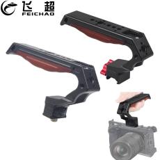 Top Handle Wooden Hand Grip with Cold Shoe Mount NATO Rail Clamp for DSLR Camera Cage Video Rig Expand Light Microphone Monitor