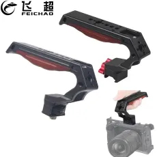 Top Handle Wooden Hand Grip with Cold Shoe Mount NATO Rail Clamp for DSLR Camera Cage Video Rig Expand Light Microphone Monitor