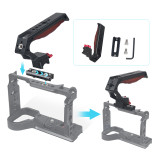 Top Handle Wooden Hand Grip with Cold Shoe Mount NATO Rail Clamp for DSLR Camera Cage Video Rig Expand Light Microphone Monitor
