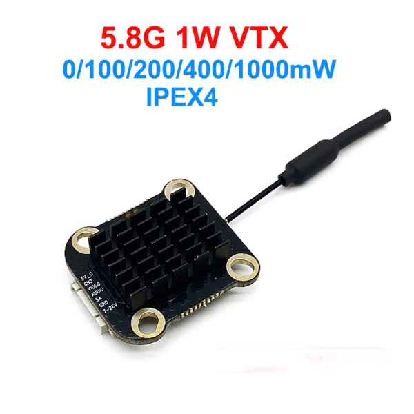 5.8G 1W VTX 48CH VTX Transmission Input Voltage 7-26V Transmission Power 0/100/200/400/1000mW IPEX4 Antenna