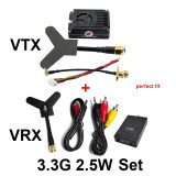 Sologood Long Range 3.3GHz 2.5W FPV Video Transmitter VTX 8CH 4000mW 3.3G VRX Receiver Kit for FPV RC Goggles Quadcopter