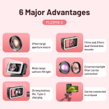 APEXEL For Eyelashes And Nails Photography with M15X Macro Display Finger 95+Fill Light Universal Clip Phone Lens For Apple Or Android