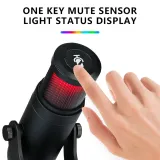 USB Recording Gaming Microphone Studio Intelligent Noise Cancelling Condenser Mic for PC Computer Live Streaming Singing Mic