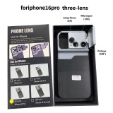Phone Lens Case Kit 10X Macro Lens 180° Fisheye 2X Telephoto Lens for iPhone 16 PRO MAX 16 PRO Smartphone
