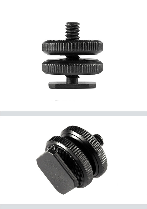Single Double Nuts Cold Shoe Mount 3/8 1/4 5/8 Screw Bracket Stand Holder for GoPro Action Camera DSLR Photo Studio Flash Tripod