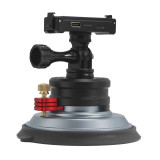 Suction Cup Phone Mount Bracket with 1/4 3/8 Holes, Quick Release Vacuum Car Camera Mount, Magic Arm Bracket with Phone Holder & Action Cam Adapter