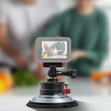 Suction Cup Phone Mount Bracket with 1/4 3/8 Holes, Quick Release Vacuum Car Camera Mount, Magic Arm Bracket with Phone Holder & Action Cam Adapter