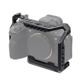 Universal Camera Cage, Camera Rig Video Stabilizer with 1/4''-20 Threads and 3/8''-16 Positioning Holes, Cold Shoe Mounts, Compatible with A7 Serie