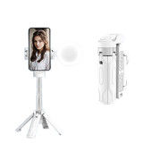 Mini Selfie Stick Tripod, 3 in1 Extendable Phone Tripod with Wireless Detachable Remote, Fill Light, Cold Shoe, Anti-Shake Phone Grip Stand 