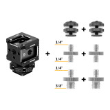 Triple Cold Shoe Mount Adapter with 1/4  Thread, Monitor Hot Shoe Extension Bracket Base, Aluminum Shoe Mount Holder for Microphone Fill Light DSLR Camera Cage Rig
