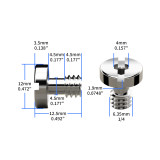 Slotted Camera Screw Kit, Stainless Steel 1/4''-20 & 3/8''-16 Quick Release Screw, M3*4mm Arri Location Pins for SLR Camera Cage Tripod Quick Release Plate
