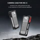Camera Cage for X5, Aluminum Protective Case with Quick Release Safety Lock, Cold Shoe Mounts and 1/4  Threads, Silicone Pad Action Camera Frame