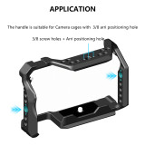 Top Handle with 3/8  Screw & Locating Pins, Camera Cage Grip with Rail & Cold Shoe Adapters for Microphone/LED Light/Monitor