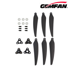 GEMFAN 1 Pair 1307F Three-blade Folding Propeller - Glass Fiber Nylon - with Aluminum Clip Bulk (Black)