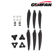 GEMFAN 1 Pair 1265F Three-blade Folding Propeller - Glass Fiber Nylon - with Aluminum Clip Bulk (Black)