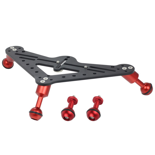 Tray Diving Camera Triangular Gimbal Rig Mount, Underwater Light Bracket Quick Release Stable Tripod Base, Aluminum Triangular Stabilizer Bracket