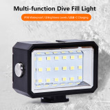 Diving Light, 3 Levels Dimmable LED Video Light, 40M Waterproof Dive Fill Light with Cold Shoe Mount, Underwater Flashlight for Hero Action Camera