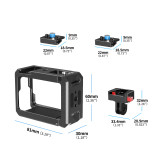 Camera Cage for Action 5 Pro/4/3 & X5, Aluminum Protective Case Frame with 1/4'' Screw Hole, Magnetic Quick Release Base & Cold Shoe Mount