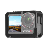 Camera Cage for Action 5 Pro/4/3 & X5, Aluminum Protective Case Frame with 1/4'' Screw Hole, Magnetic Quick Release Base & Cold Shoe Mount