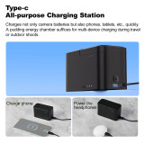 Action 5 Pro/4/3 Battery Charger, Dual-Channel Fast Charging Case Hub with Power Display & USB-C Cord, Charges Camera Batteries, Phones, Tablet
