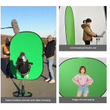 2-in-1 Blue Green Screen Backdrop Kit, 1.5*2M Foldable Green Screen Stand for Streaming, 2-Sided Reversible Blue Photo Background