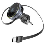 Magnetic Car Phone Holder Mount with 15W Wireless Charging, 360° Rotating Air Vent Cell Phone Stand for All Smartphones & Car Models