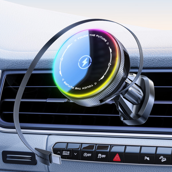 Magnetic Car Phone Holder Mount with 15W Wireless Charging, 360° Rotating Air Vent Cell Phone Stand for All Smartphones & Car Models