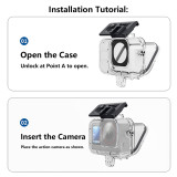 Diving Case for Action 6/Max 2 Camera, Waterproof Cases with Cold Shoe Mount Adapter, High-transparency Camera Protective Housing Shell