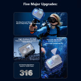 Diving Case for Action 6/Max 2 Camera, Waterproof Cases with Cold Shoe Mount Adapter, High-transparency Camera Protective Housing Shell
