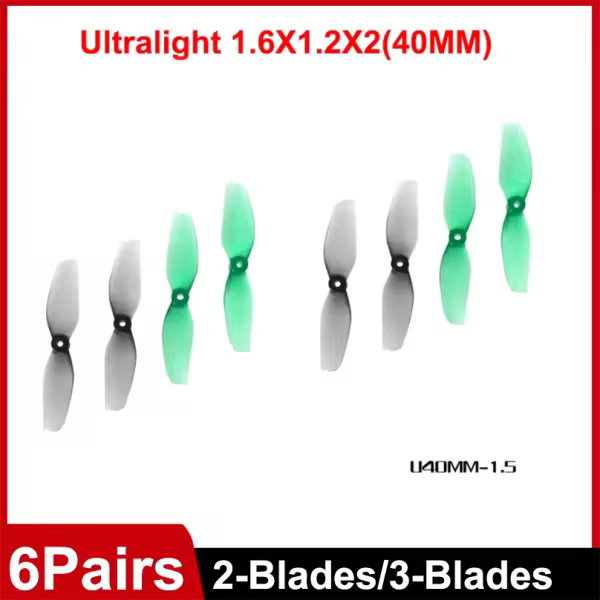 HQProp 40MM 1.6X1X3 1.6X1.2X2 Hollow Cup Propeller Dia 40mm 2-Blade 3-Blades 1mm 1.5mm Shaft Hole for Drone RC Model Airplane