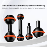 Universal Double Ball Heads Adapter, Aluminum Alloy Ball Joint Mount Holder, Camera Motorcycle Mobile Phone Extension Bracket Rod (25.4mm to 25.4mm)
