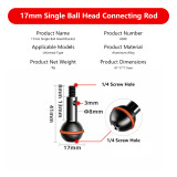 Universal Double Ball Heads Adapter, Aluminum Alloy Ball Joint Mount Holder, Camera Motorcycle Mobile Phone Extension Bracket Rod (25.4mm to 25.4mm)