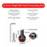 Universal Double Ball Heads Adapter, Aluminum Alloy Ball Joint Mount Holder, Camera Motorcycle Mobile Phone Extension Bracket Rod (25.4mm to 25.4mm)