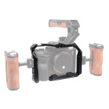 Metal Camera Cage, Tripod Monitor Extension Frame with Cold Shoe Mount, 1/4  & 3/8  ARRI-standard Holes for A7M5/A7R5 Camera