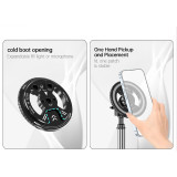 Magnetic Phone Tripod Mount Adapter with 1/4” Screw Hole & Cold Shoe, Aluminum Magnetic Phone Holder Ring, Mount Base Head for Almost All Cellphones, Tripod
