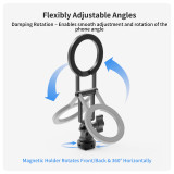 Magnetic Foldable Phone Holder with 2-Cards/1/4'' Screw/Metal Fixing Base, Aluminum Phone Stand, 400g Load Capacity for Phone 12/13/14/15 Series