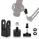 Microphone Mount Adapter, 180 ° Rotation Mic Stand Adapter, Mic Boom Arm 1/4 & 3/8 Screws Adapter, Extension Tube for Camera Tripod, Projector Stand Arm