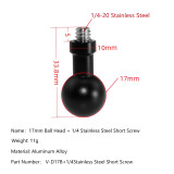 17MM/20MM/25MM to 1/4  Screw Male/Female Ball Head Mount Adapter, Aluminum Ball Adapter for Action Camera Tripod Phone Stand GPS Holder Bracket