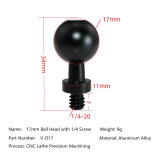 17MM/20MM/25MM to 1/4  Screw Male/Female Ball Head Mount Adapter, Aluminum Ball Adapter for Action Camera Tripod Phone Stand GPS Holder Bracket