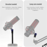 Microphone Mount Adapter, 180 ° Rotation Mic Stand Adapter, Mic Boom Arm 1/4 & 3/8 Screws Adapter, Extension Tube for Camera Tripod, Projector Stand Arm