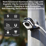 Multi-functional Camera Cage Compatible with GO Ultra Cameras, Featuring Charging Port & 2 Card Slot Mount Adapter
