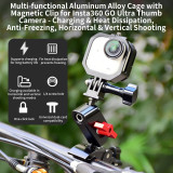 Multi-functional Camera Cage Compatible with GO Ultra Cameras, Featuring Charging Port & 2 Card Slot Mount Adapter