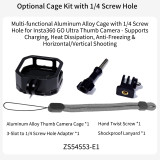 Camera Cage Compatible with GO Ultra Camera, Horizontal and Vertical Photograph, Aluminum 2-card Extension Frame Protective Case