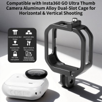 Camera Cage Compatible with GO Ultra Camera, Horizontal and Vertical Photograph, Aluminum 2-card Extension Frame Protective Case