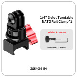 NATO Clamp Adapter, Quick Release NATO Rail-type Lock Clamp Mount with 1/4'' Screw Hole/Magic Arm/3-Cards for Camera Cage Handle Microphone