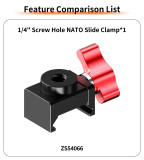 NATO Clamp Adapter, Quick Release NATO Rail-type Lock Clamp Mount with 1/4'' Screw Hole/Magic Arm/3-Cards for Camera Cage Handle Microphone