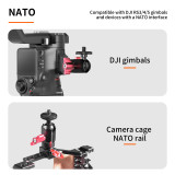 NATO Clamp Adapter, Quick Release NATO Rail-type Lock Clamp Mount with 1/4'' Screw Hole/Magic Arm/3-Cards for Camera Cage Handle Microphone