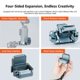 Magnetic Camera Cage Frame, Quick-Release Expansion Adapter Mount for Osmo Pocket 3, Protective Case Metal Cage with Cold Shoe