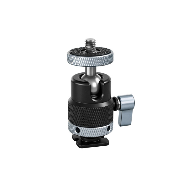 Mini Tripod Ball Head with Cold Shoe/Top 1/4  Screw, 360° Swivel Aluminum Alloy Tripod Ball Mount for DSLR Camera Monitor Phone Mount